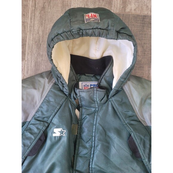 Vintage NFL New York Jets Pro Line Starter Mens Large Half Zip Puffer Jacket - Picture 2 of 11
